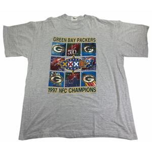 Vintage 90s Green Bay Packers 1997 NFC Champions Super Bowl XXXII Men's XL Shirt